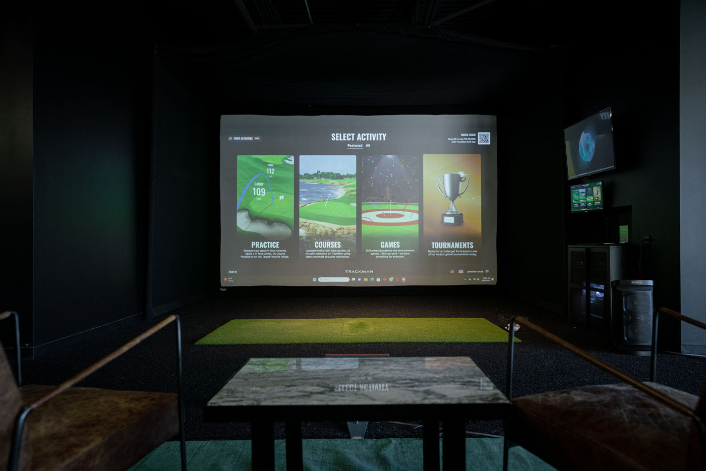 A Tee Box virtual hitting bay.